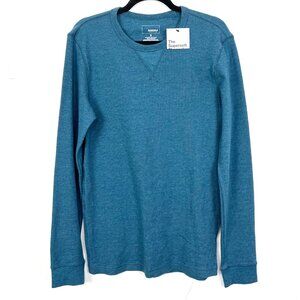 NWT Sonoma‎ The Supersoft Thermal Long Sleeve Shirt Sweatshirt Teal Blue Small